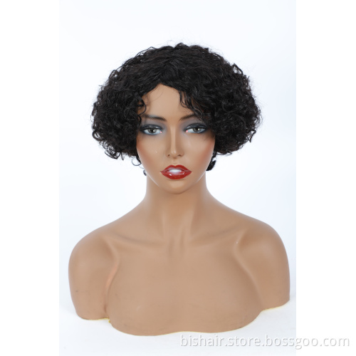 High Quality Wholesale Women'S Full Machine Made Wigs 100% Kinky Curly Human Hair Wigs Black Color